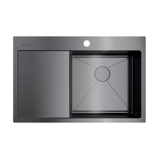 Мойка кухонная Omoikiri Akisame 78-GM-R нерж.сталь/вороненая сталь